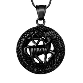 Sagittarius Necklace Constellation Zodiac Star Sign Horoscope Pendant 316L Stainless Steel Black Gun Plated Astrology Birthday Gifts Mens/Women Jewelry SP0057S