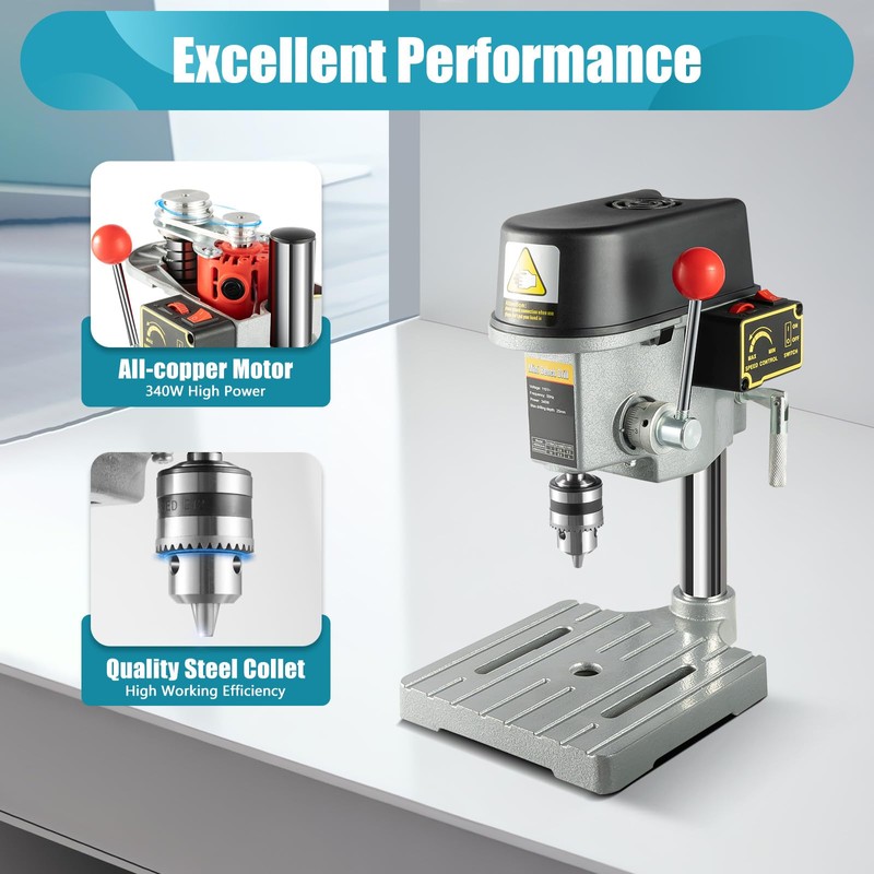 LIYUANJUN Mini Electric Drill Press, 340W Tabletop Drilling Machine 3