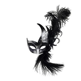 MASQARAE DOUBLE FEATHER BIRD MASK - BK
