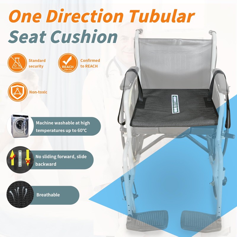 WASHINBED One Direction Wheelchair Seat Cushion 17”x17” – Non Slip