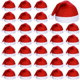 SATINIOR 32 Pieces Christmas Hat Xmas Non-Woven Fabric Santa Claus Hat Christmas Holiday Party Hats for Christmas Decorations, Multicoloured