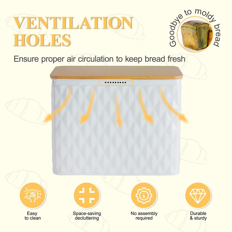 HOME PALETTE Extra Large Bread Box for Kitchen Countertop Corner
