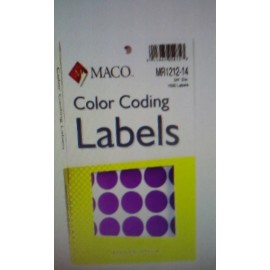 MACO 1000 purple 3/4" Round Maco Color Coding Labels MR1212-14 -New in Box