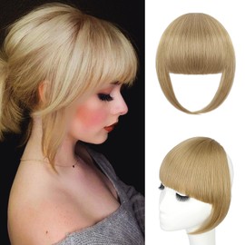Wodelanle Bangs Hair Clip in Bangs Faux Bangs Clip on Bangs Blonde Bangs Clip in Hair Extensions French Bangs Fringe with Temples Hairpieces for Women Fake Bangs for Daily Wear (Light Brown)