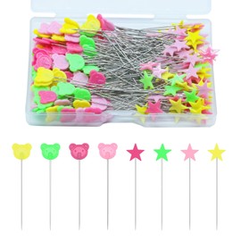 200 Pcs Flat Head Straight Pins,Pentagram and Little Bear Head Sewing Pins Colored Head Straight Pin Positioning Quilting Pin for Fabric Crafting Dressmaker Jewelry Decoration