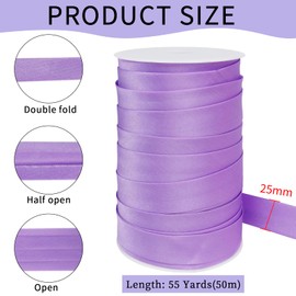 LEREATI Satin Bias Tape Double Fold 1 Inch x 55 Yards, Bias Tape for Sewing, Polyester Quilt Binding Tape, Piping Trim Fabric Tape for Hemming, Seaming, DIY Crafts (Dark Blue)