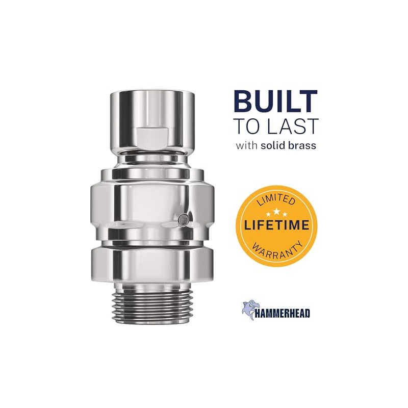 HammerHead Showers® Solid Metal Shower Head Swivel Ball Adapter, Chrome