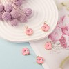 LiQunSweet 5 Pcs Pink Doughnut Enamelled Charm Brass Enamel Charms