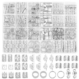 280 Pcs Hair Jewelry for Braids, Silver Loc Jewelry for Hair Dreadlocks Braid Clips Accessories Metal Hairs Rings for Braid Cuffs Braid Clips Decorati