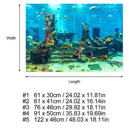 PVC Fish Tank Wall Decorations Sticker, Coral Aquarium Background Underwater Poster, Dual Side 3D Effect Sea-World Pattern (61 x 30cm)