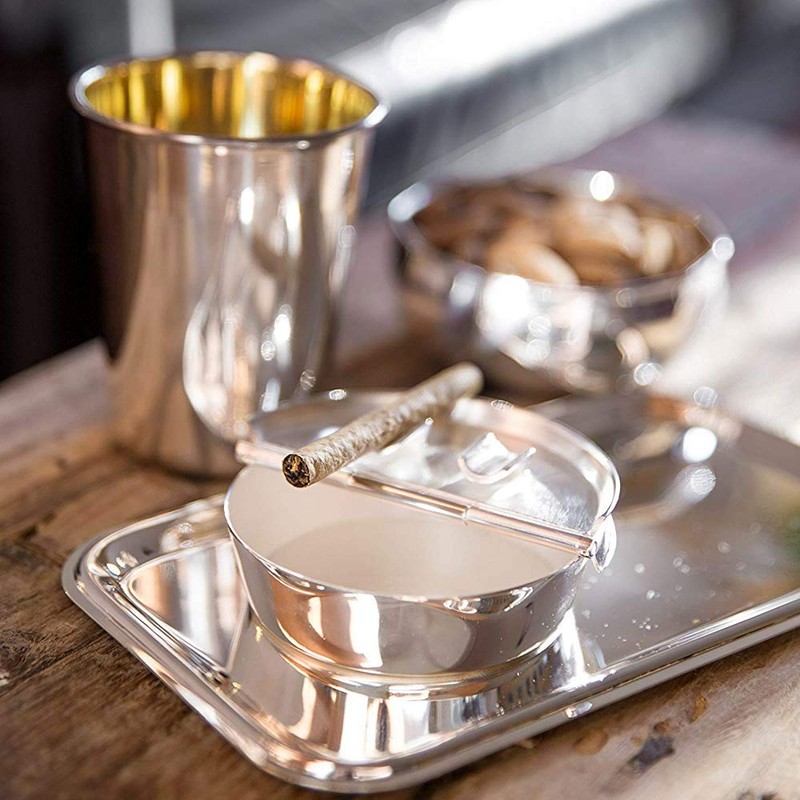 EDZARD Folding ashtray Herald, silver plated, ø 3,9 in