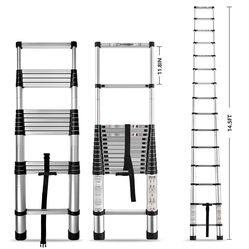HOSTIC 14.5 FT Telescoping Ladder 330 lbs Capacity Heavy Duty