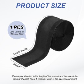 sourcing map Carpet Cord Cover, 30ft Floor Cover Cord Strip Wire Protector Cable Management for Office Home, Black