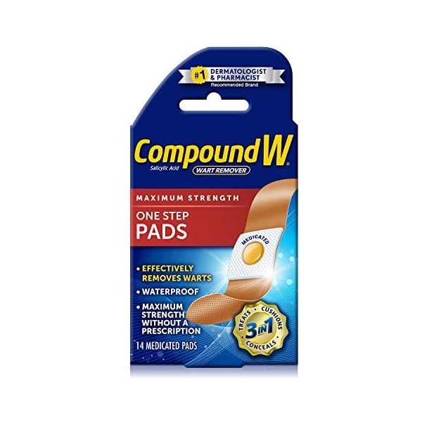 Compound W One Step Pads, Wart remover, 14 ea - 2pc