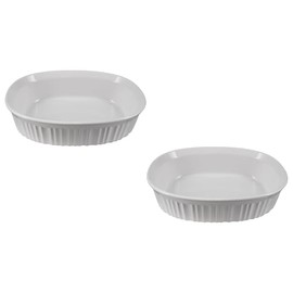 Corningware FS12 1071977 French White 1.5qt/1.4L Oval Ceramic Casserole Bakeware Dish (2-Pack)
