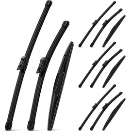 BBTO 4 Set 26"+16" Windshield Wipers with 12" Rear Wiper Silicone Wiper Blades Blade All-Season RV Windshield Wipers Replacement for Cars Front Rear Windshields Universal Quality U/J Hook