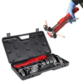 Wostore Ratcheting Tube Bender Kit 1/4"-7/8" OD 7 Aluminum Alloy Heads, 90° Manual Tubing Bender with Pipe Cutter & Deburring Tool for HVAC Refrigeration Heating Hydraulic Copper Aluminum Steel Pipe