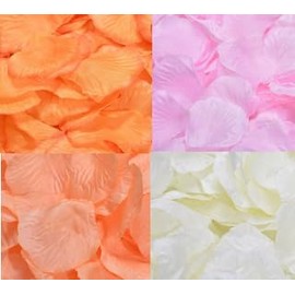 Whaline 4000Pcs Fall Artificial Floral Petals Orange Pink Yellow Ivory Scatter Fabric Flowers for Autumn Bridal Shower Romantic Night Wedding Aisle Table Centerpieces Decoration