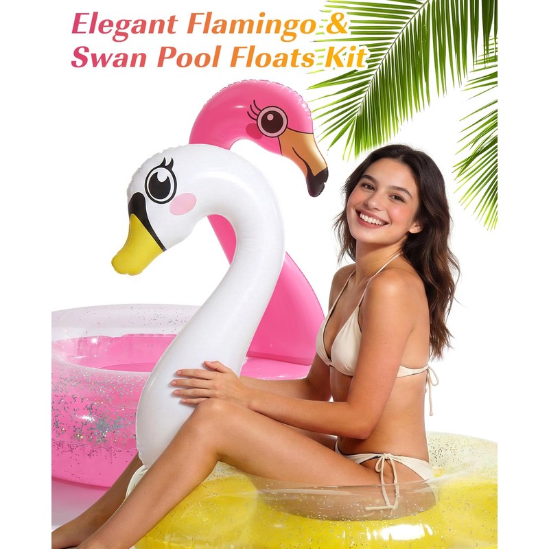 HeySplash Pool Floats, Pool Floaties Inflatable Pool Tubes Rafts for