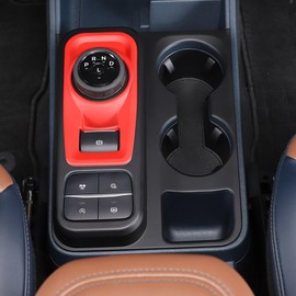 Gear Shift Panel Cup Holder Trim Cover for Ford Maverick 2022 2023 2024 Center Console Decoration Kit Interior Accessories (Matte Black & Red)