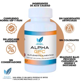Saisa Herbal Alpha Gpc 100% Puro De 500 Mg Con 120 Cápsulas
