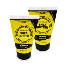 Taha Unrefined Shea Butter, Whipped Soft & Creamy, Soothing & Moisturizing, Cleansing For All Skin Types – Great for Skin, Natural Scent, 2.65 Oz(75g) Tube (Pack of 2)