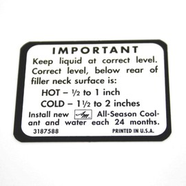 1967 1968 1969 AMC JAVELIN AMX REBEL AMERICAN COOLING SYSTEM WARNING DECAL