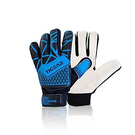 TIGEAR Junior Goalkeeper Gloves with Super Grip Latex & Palm Protection Designed for Unisex Young Goalie Keepers (Blue, Small - 5)