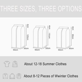 Staubdichte Kleidersäcke 60 x 50 x 120 cm, Große staub- und mottendichte Kleidungsschutzhülle mit Reißverschlussfach, für Kleiderschrank, Reisen, geeignet für Anzug, Jacken, Pull, over usw