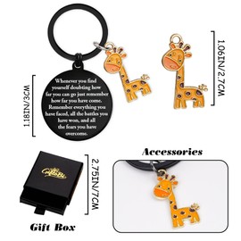 Giraffe Keychain Gifts for Women – Inspirational Motivational Keyring Animal Lover Accessory, Giraffe Pendant Charm Key Chain Gift for Friends Sister Mom Black