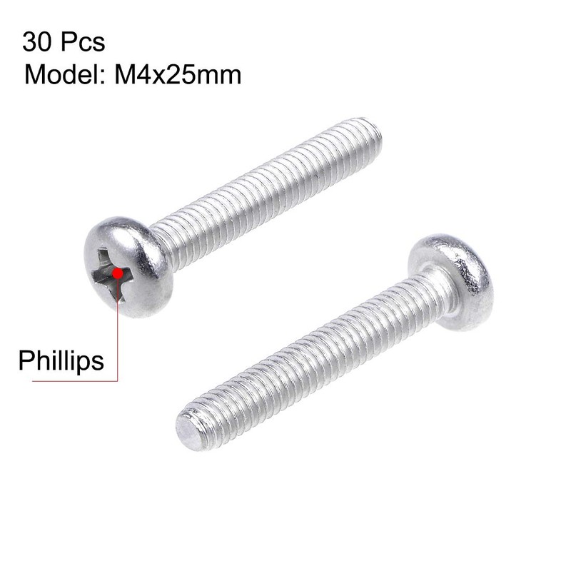 uxcell M4x25mm Machine Screws Pan Phillips Cross Head Screw 304