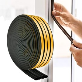 Burlete para Puerta Ventana 20 m Tira Sellado Autoadhesiva de Caucho Aislante Ruido Frío Calor Polvo e Insectos Cinta Selladora Ventanas Corredizas Negro