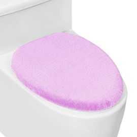 Soft Plush Toilet Lid Cover for Bathroom, Machine Washable Toilet Seat Covers, Fits Most Round Elongated and Oblong Lids, Easy Installation& Cleaning (Purple)