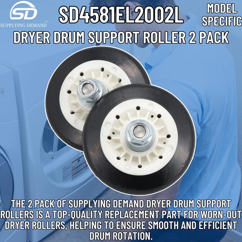 Supplying Demand 4581EL2002L Dryer Drum Support Roller 2 Pack -
