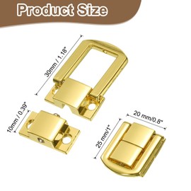 sourcing map 6pcs Toggle Catch Lock, 1" x 0.8" Hasp Lock Latch Mini Hasp Clasp with Mounting Screws for Jewelry Box Gift Box Wooden Cabinet, Bright Gold
