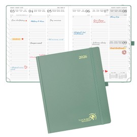 POPRUN Calendar 2026 Book Calendar 26.5 x 21.5 cm, 17-Month Diary (Jan.2026-Dec.2026), Weekly Planner 2026 Hardcover with Inner Pocket - Midnight Green