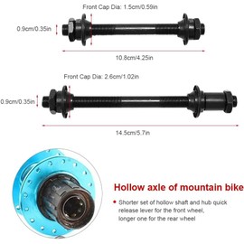 Hoypeyfiy 4pcs Bicycle Quick Release Bike Hub and Rear Axle Hollow Shaft Set for Road Mountain Bike MTB