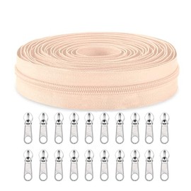 Sawoake #5 Nylon Coil Zippers by The Yard Bulk 10 Yards with 20pcs Zipper Sliders for DIY Sewing Tailor Craft Bag Garment Home Textile…(Beige)