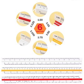 Scale Ruler, Plastic Triangular Ruler, Scale Ruler, 30 cm, Triangular Ruler, Metric Scales 1:20 1:25 1:50 1:75 1:100 1:125
