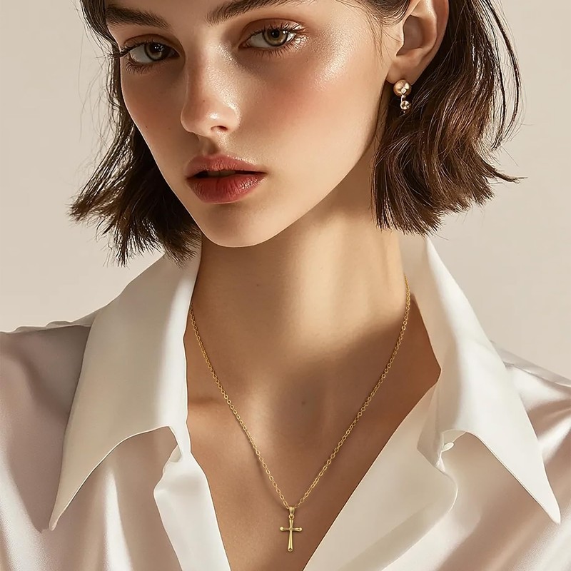 KFERAXSZ Cross Necklace for Women 14K Gold Cross Necklaces for
