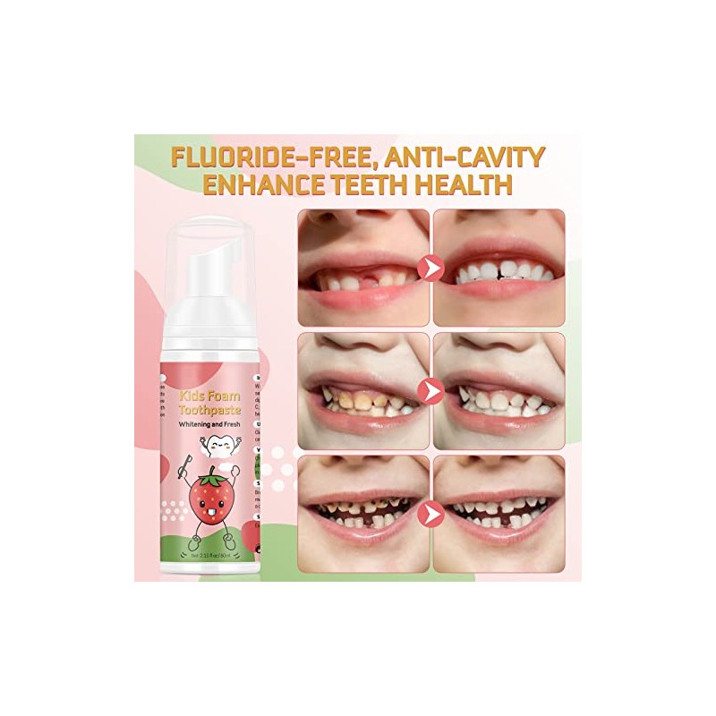 Foam Toothpaste Kids, Toddler Toothpaste with Low Fluoride, Kids Toothpaste,