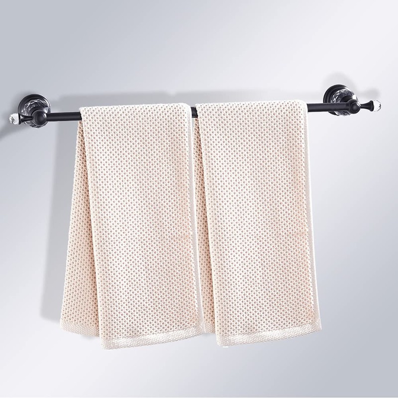 WOLIBEER Crystal Bathroom Hardware, Black 24 Inch Towel Bar Set