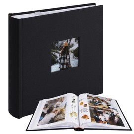 1DOT2 Photo Album 4x6 with Memo 50 Pages 4x6 Photos Hold 200 or 5x7 Pictures Hold 100, Linen Cover acid free Photo Book Albums with Writing for Baby Wedding (Black)