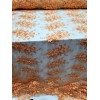 Divastyletextiles Orange 3D Flowers/Floral Beaded Lace Embroidered Mesh Lace Fabric