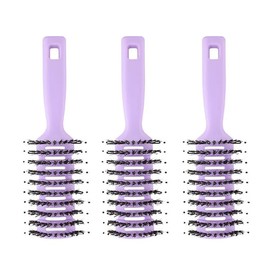 Homestic Hair Brush | Flexible Bristles Brush | Hair Brush with Paddle | Quick Drying Hair Brush | Suitable For All Hair Types | Round Vented Hair Brush | 3 Piece | C13-X-PURP | Purple