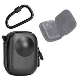 DGSHUIJIE Protective Case for DJI Osmo 360 with Carabiner, Waterproof, Splashproof, Shockproof, PU Leather Storage Bag, Compact and Portable (Black)