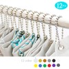 BallchainAge Shower Curtain Hooks, Shower Curtain Rings 12pcs, spa-Quality Look-Silver