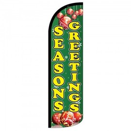 Seasons Greetings Flag Only Swooper Windless 3' Wide Sign Banner Green Yellow