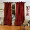 Indian Selections Rust Tie Top Sheer Sari Curtain/Drape/Panel - 43W