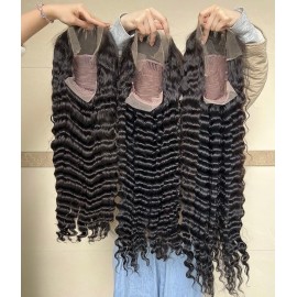 Original Vietnamese Raw Hair Wig 180% 13x4 HD Lace Front Deep Wave Wig Glueless Burmese Curly Human Hair Wigs for Black Womenstyle: Bouncy Curls, stretched length: 12 inches, Lace Size: hd 5x5 closure wig 180%